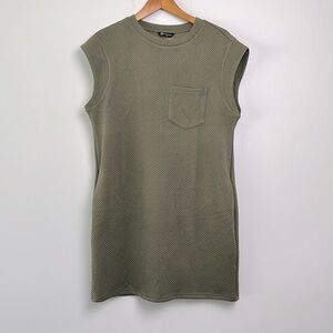 PRETTYGARDEN|ArmyGreen Textured T-Shirt Dress with Pockets sz Medium